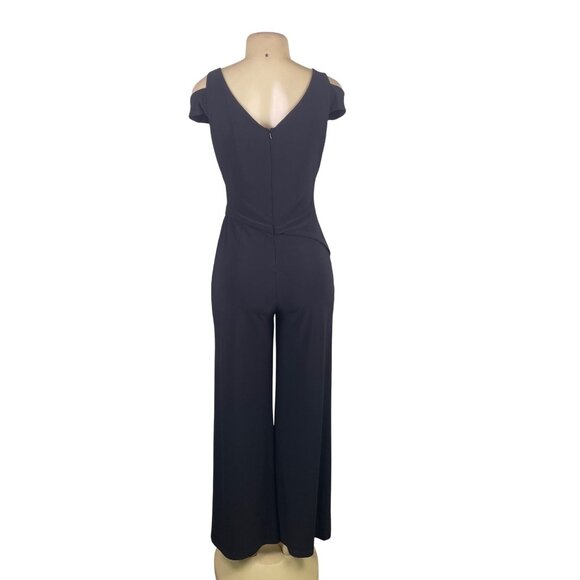 Ralph Lauren Womens Black Jumpsuit Cold Shoulder Wide Leg Elegant Size 4 - Picture 3 of 8